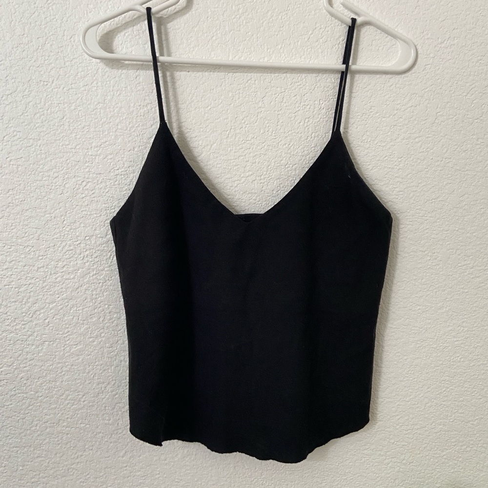 OZMA Silk Noil Elegant Black Women's Camisole tank Top